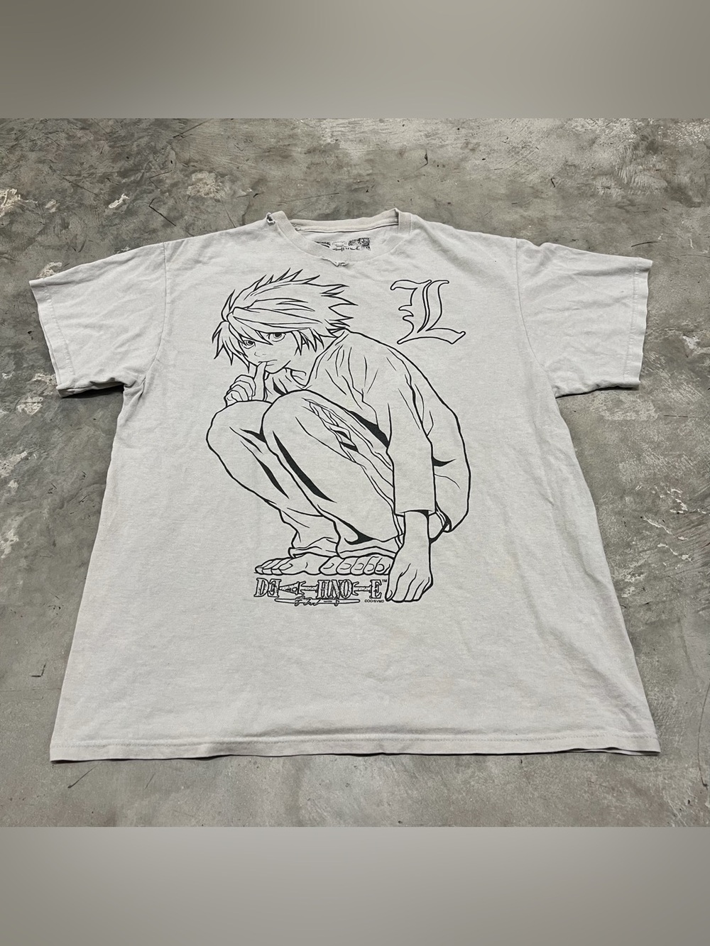 Death Note Anime T-Shirt Size L Gray Official Shonen Jump Graphic Tee Rare